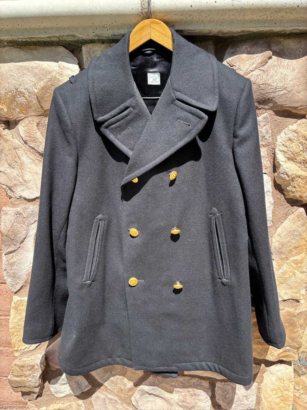Sterlingwear of Boston US Military Men's Enlisted Wool Overcoat Black 44R